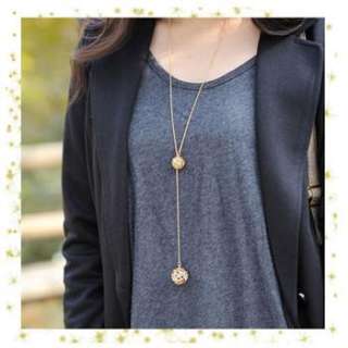 Korean Fashion Gold Color Two Ball Crystal Necklace x128 great gift 