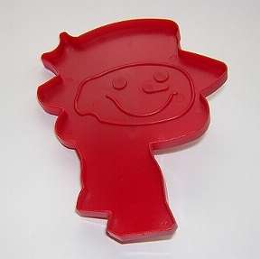 red plastic Cookie Cutter Snowman head face/scarf/hat  
