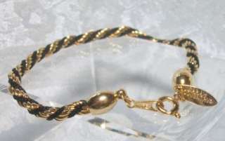 Vintage Black and Gold Tone Twisted Bracelet Signed SC  