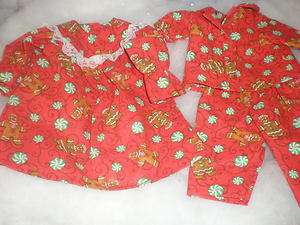CLOTHES BITTY BABY TWINS RED CHRISTMAS GINGERBREAD NIGHTGOWN & PJS 