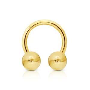 14Kt Yellow Gold Horse Shoes with Balls  16g (1.2mm), 3/8 Length, 4mm 