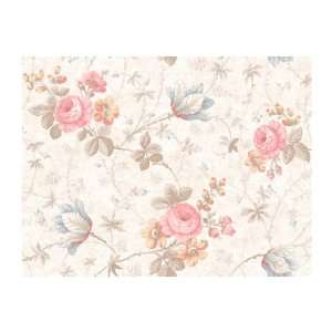   Remington Rose LN7538 Rose Tulip Floral Vine Wallpaper, Off White/Pink