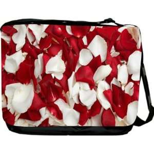  Red and White Rose Petals Messenger Bag   Book Bag 
