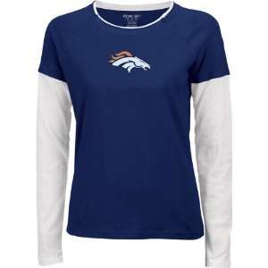  Denver Broncos Womens Navy Frosted Logo Long Sleeve 