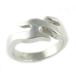  18K White Gold Thin Flame Ring Jewelry