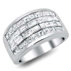 80ct Princess Cut Baguette Diamond Wedding Band Ring 18k White Gold
