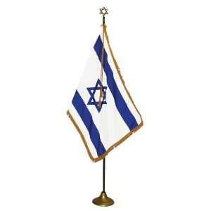 Israel Indoor Flag Set 4X6 Foot With 9 Foot Aluminum Flagpole