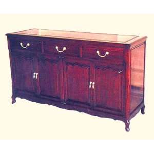   solid rosewood Asian buffet cabinet in French design.