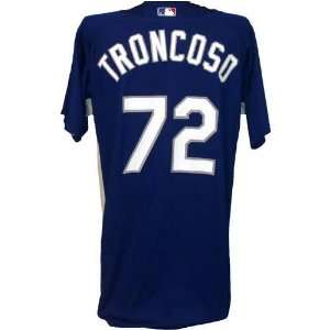 Ramon Troncoso #72 2008 Dodgers Game Used Blue Batting Practice Jersey 