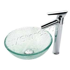 Broken Glass Vessel Sink and Decus Faucet C GV 500 12mm 1800CH 16.5 