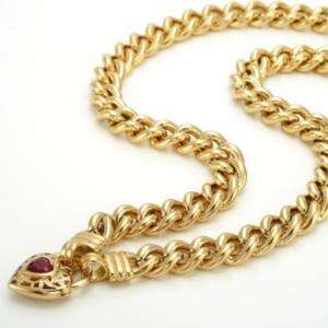 18Kt Yellow Gold Layered Euro Necklace Ruby Lock 18in N224FRY  