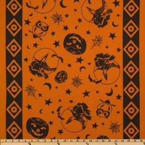  Andover Spellbound Witch Hunt Running Stripe Orange Fabric 