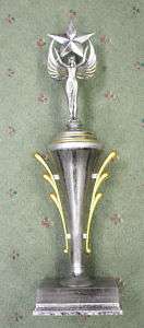 Pewter finish CUP trophy award gold trim victory with star  