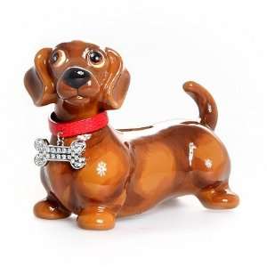  Red Dachshund Decorated Bank Baby
