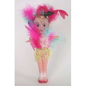  Vintage Celluloid Feather Carnival Girl Toy Doll 1940s 