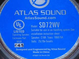 ATLAS SOUND 8 CEILING SPEAKER 5 WATT SD72WV NIB  