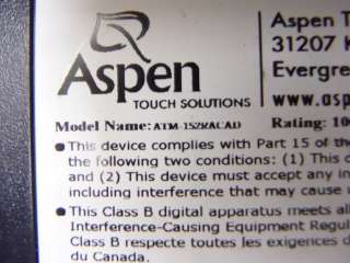 ASPEN SOLUTIONS ATM 152RACAD ATM 152R 15 VGA USB LCD TFT TOUCH SCREEN 