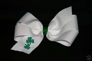 Embroidered Hair Bow Monogrammed St. Patricks Day  
