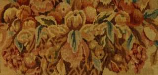 Fruit Design Antique Aubusson Tapestry Pillow   Lumbar Style  