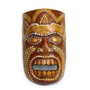  Tiki Screaming Tribal Mask, Hand Carved Tropical Wood, 9 