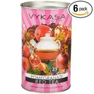 Vykasa Way of Life Pomegranate Red Tea, 25 Count Tea Bags (Pack of 6)
