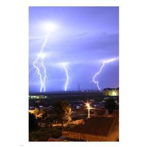   Lightning over Oradea Romania  18 x 24  Poster Print