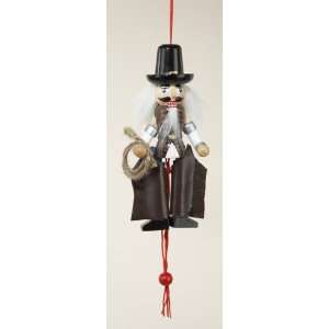 Wild West Cowboy Nutcracker with Lasso Pull Puppet Christmas Ornament