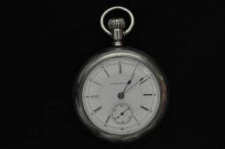 VINTAGE 18 SIZE AURORA WATCH CO OPEN FACE POCKET WATCH KEEPING TIME 