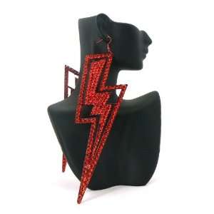 Basketball Wives POParazzi Large Lightning Desinged Earring RED 