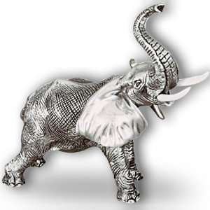  Silver Elephant Sculpture Trunk Up