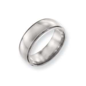  Titanium Grooved and Beaded Edge 8mm Polished Band ring 