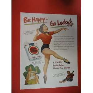 com Lucky Strike cigarettes Print Ad. Miss Shamrock,be happy go lucky 