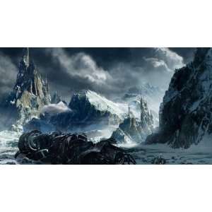 Fantasy Art Color 4x6 Photograph of Snow Mountain Range  