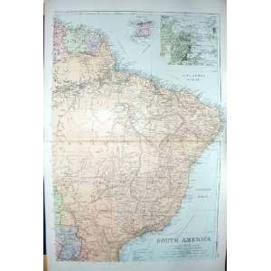  BACON MAP 1894 SOUTH AMERICA TRINIDAD RIO JANEIRO