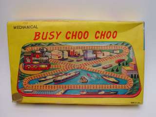 TPS Busy Choo Choo Wind up Tin Locomotive Train & Track  