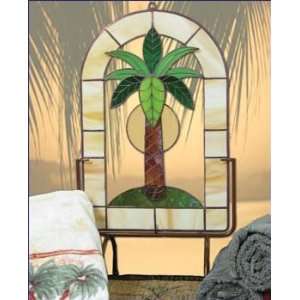   Art Glass Palm Tree Large 3 Dimensional Window Patio, Lawn & Garden