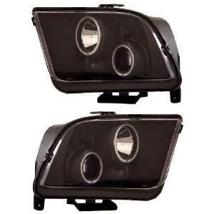  FORD MUSTANG 05 09 PROJECTOR HEADLIGHT HALO BLACK CLEAR 