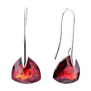  July Red Triangular Crystal Dangle Earrings Pugster 
