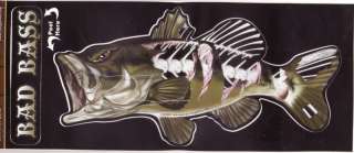 BAD BASS DECAL OR BUMPER STICKER LARGE 4 1/2 X 9 1/2  