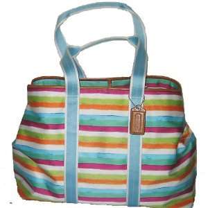  Coach XL Watercolor Stripe Travel Baby Diaper Handbag 