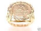 Panda Coin Ring Diamond cut Bezel 10K GOLD Leaf decor styling