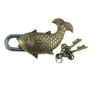  Collectible Figurine Lock in Fish Shape Antique Decor 