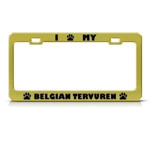  Belgian Tervuren Dog Gold Metal license plate frame Tag 