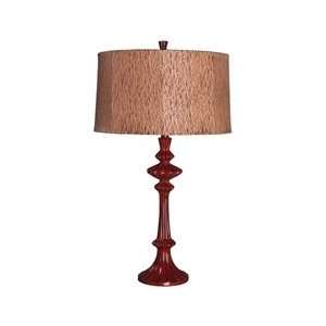 Belle Vernon Table Lamp in Burgundy Red with Printed Flick Red Shade 