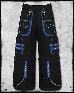   & BLUE MENACE STRAP CHAIN GOTH RAVE CYBER BAGGY TROUSERS PANT  