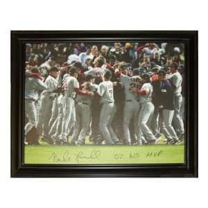  Mike Lowell Signed Canvas 18x22   Autographed MLB Art 