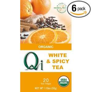Qi Organic Spicy White Tea, 20 Tea Bags, 1.13 Ounce (Pack of 6)