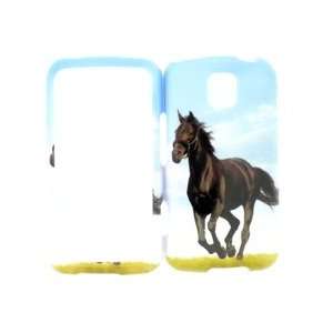  METRO PCS LG OPTIMUS M BLACK HORSE SNAP ON HARD COVER CASE 