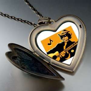  Music Theme Country Singer Photo Large Pendant Necklace 