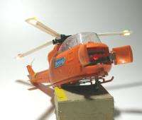 VINTAGE BALKAN ORANGE HARD PLASTIC HELICOPTER #602  